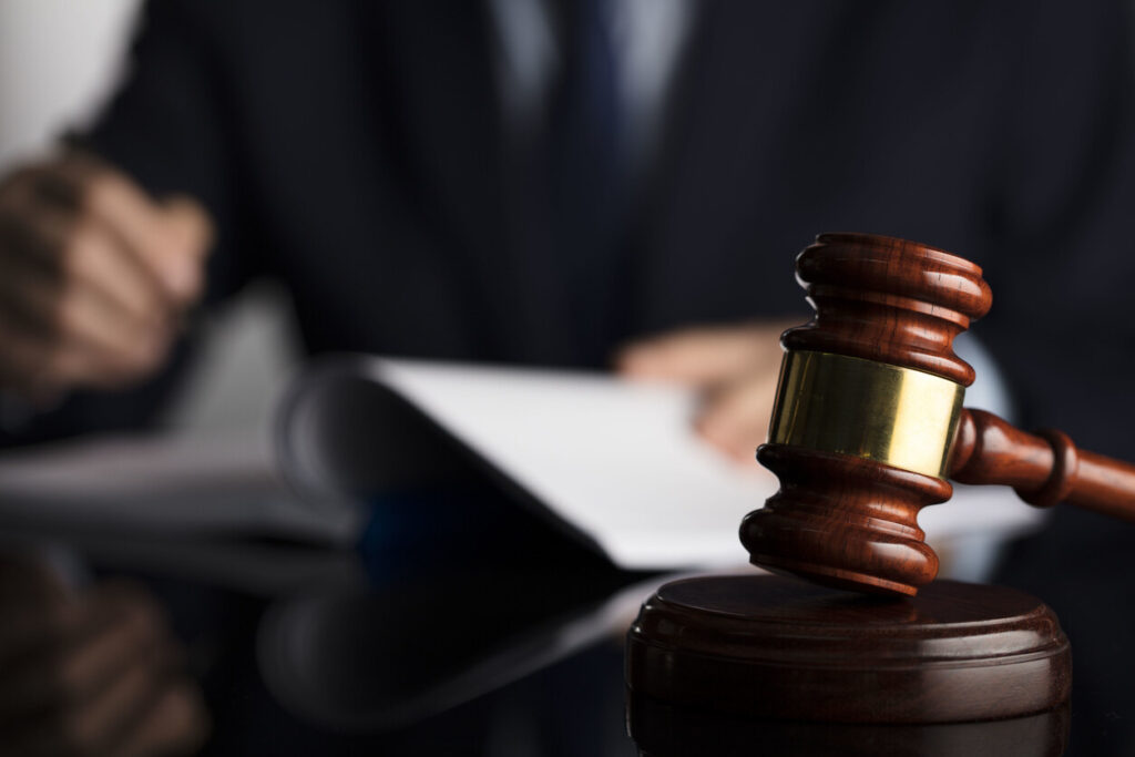 Personal injury lawyer working